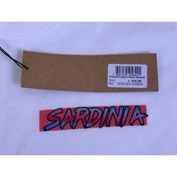 The Elder Statesman Sweatshirt Long Sleeve Fleece Crewneck XXS White W/ Sardinia - Picture 11 of 12